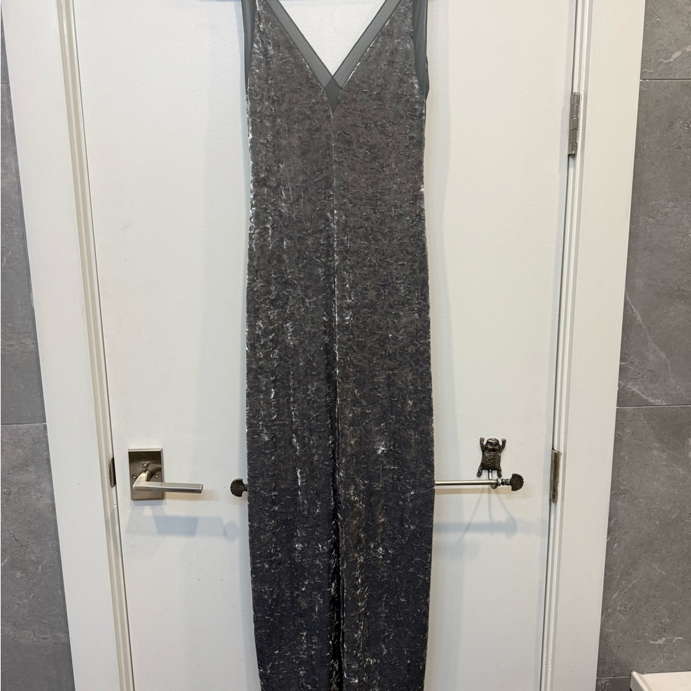 Free People x Lilac Wine Gray Velvet Maxi Dress
